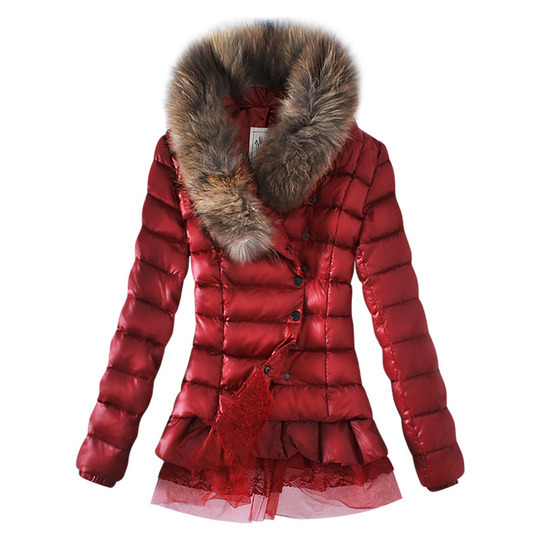 2013冬季新款羽绒服女欧美修身长袖超大貉子