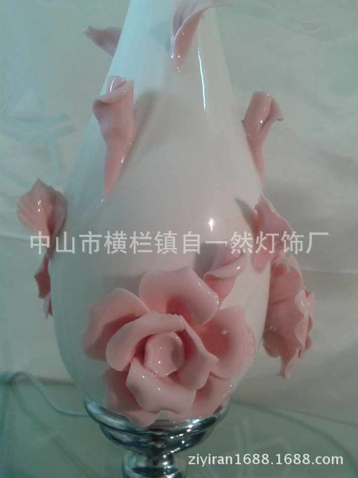 粉紅玫瑰花語陶瓷臺燈