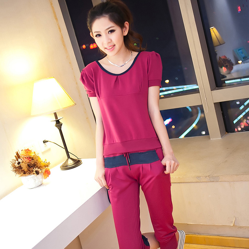 爆款套装<em>女装 韩版</em>运动服 大码宽松短袖卫衣套