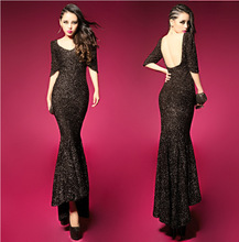 找相似款-继承者们同款 明星鱼尾裙 一字肩晚装