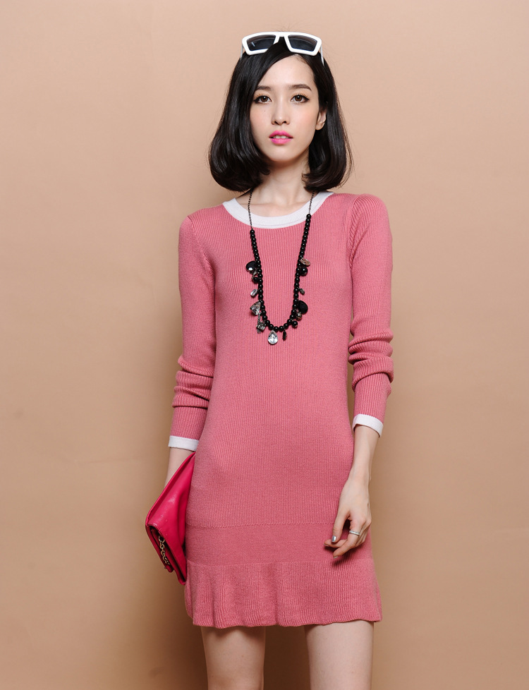 <em>长款女式毛衣</em>打底衫 秋冬纯色女士连衣裙打底