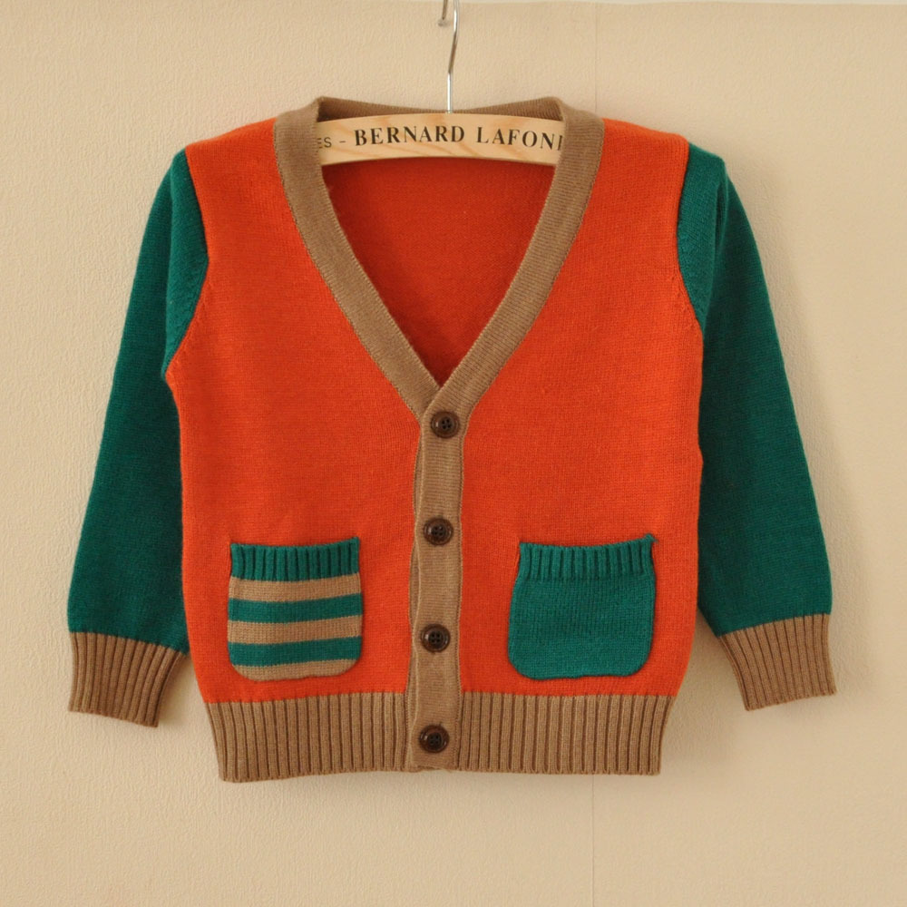 厂家直销 秋季新款<em>羊毛</em>羊绒<em>开衫</em> 拼接童装针织