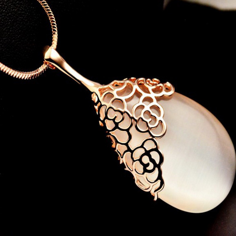 新款月光猫眼石<em>毛衣链韩国</em>韩版首饰品女长款项