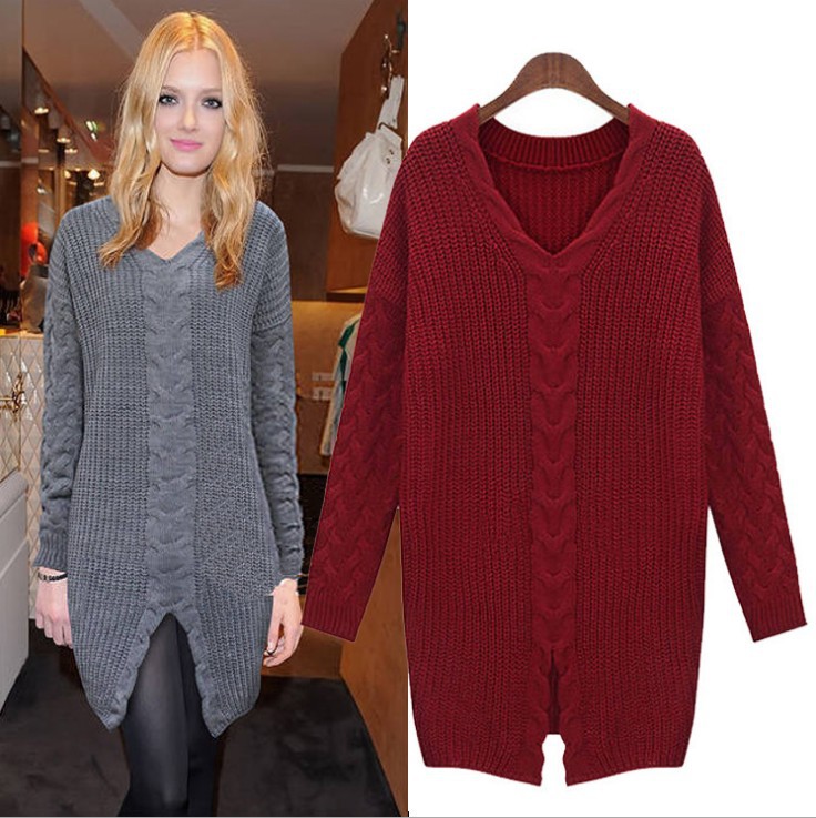 欧洲站2013<em>冬装新款</em> 欧美女装 中长款 大码 V领