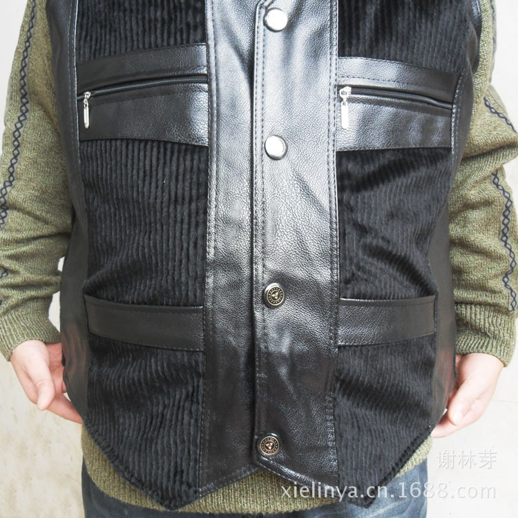 【摆摊<em>男士皮马甲</em> 展销会好货源方便保暖<em>中老</em>