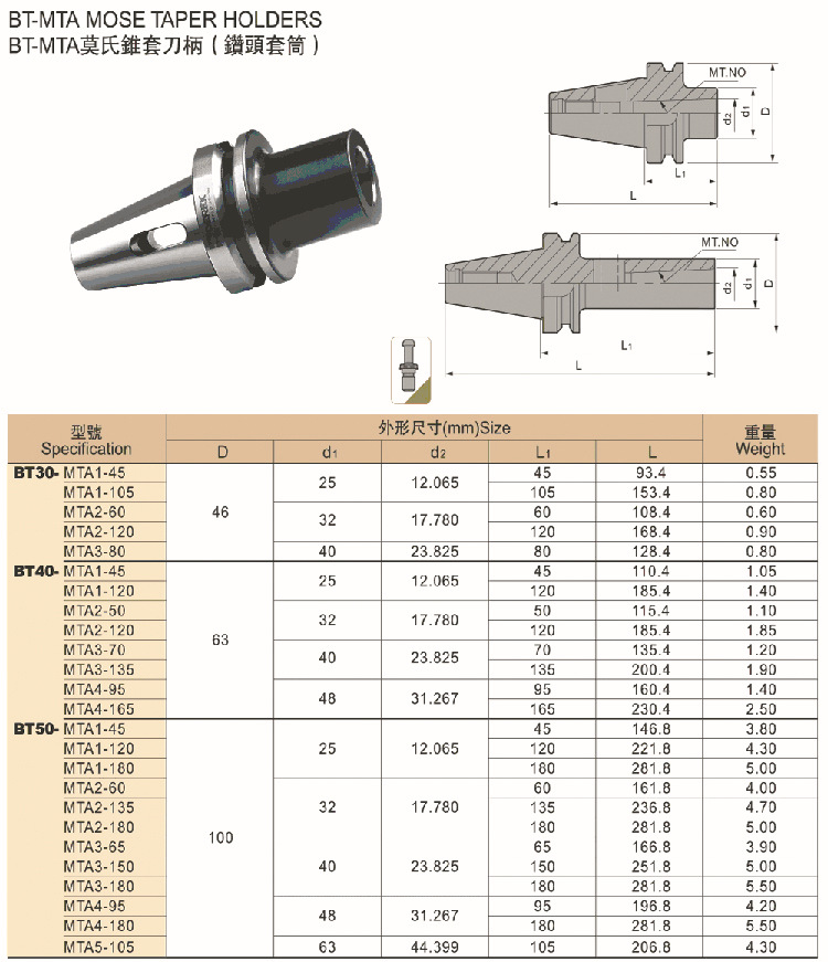 【低价供应】优质主轴刀柄 bt-mta莫式锥套刀柄(锥头套筒)