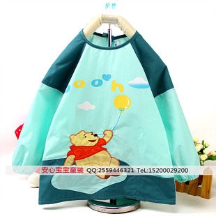 厂家直销大版儿童防水罩衣维尼熊宝宝反穿衣幼儿园画画衣防污饭兜