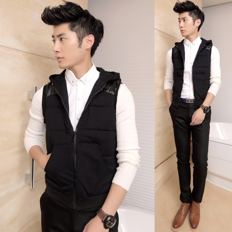 2013秋装新款男装 男士<em>背心马甲</em> 韩版<em>连帽</em>修身