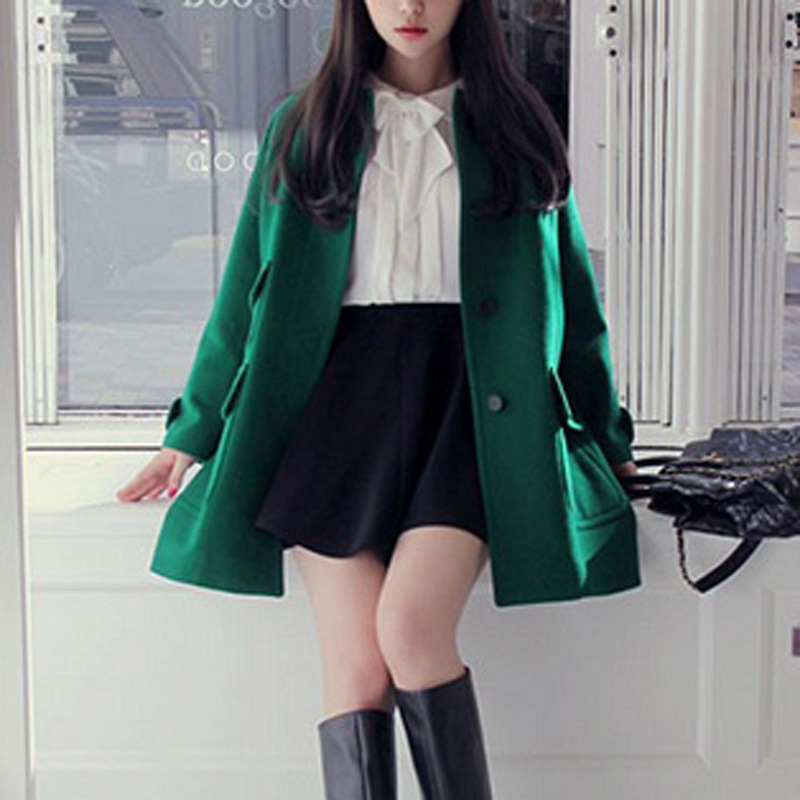 2013冬季女装新款 口袋<em>毛呢外套女</em> <em>呢子</em>大衣 呢