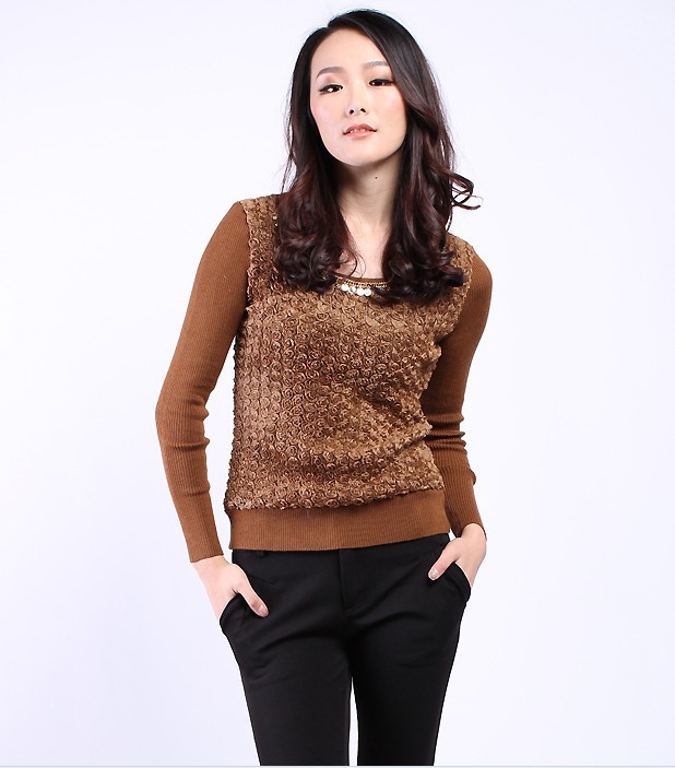 网纱刺绣堆高领<em>包臀毛衣</em> 韩版螺纹<em>中长</em>针织打