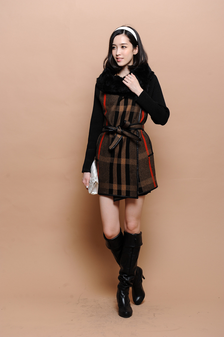 【羊毛衫皮草领秋冬装批发 <em>欧美</em>修身<em>长款开衫</em>