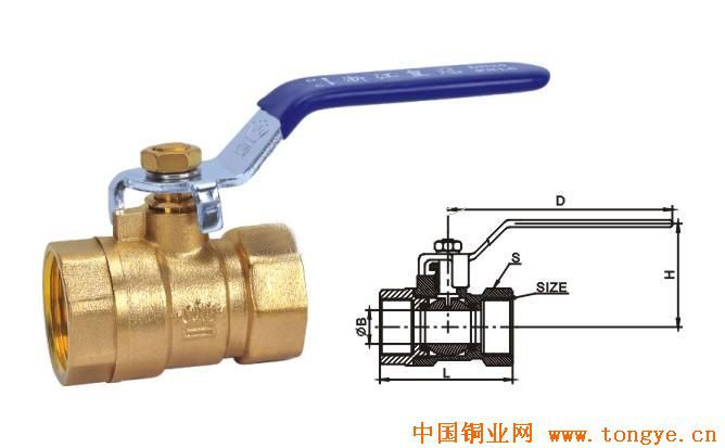 【铜图纸PT1寸半内螺纹双内丝球阀-1寸半内星邪钢的锻造球阀2图片