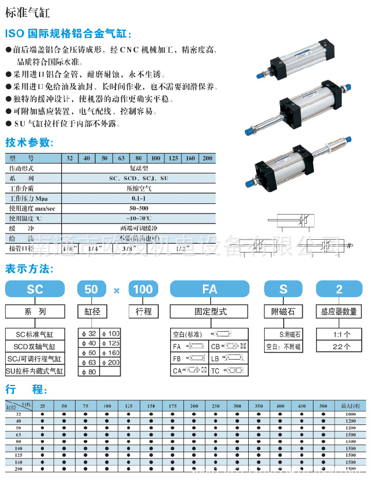 >airtac标准气缸 亚德客sg125*300-tc气缸 南通亚德客气缸