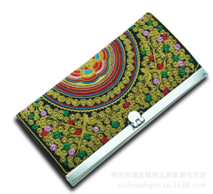 機繡滿繡鐵夾鉸鏈錢包