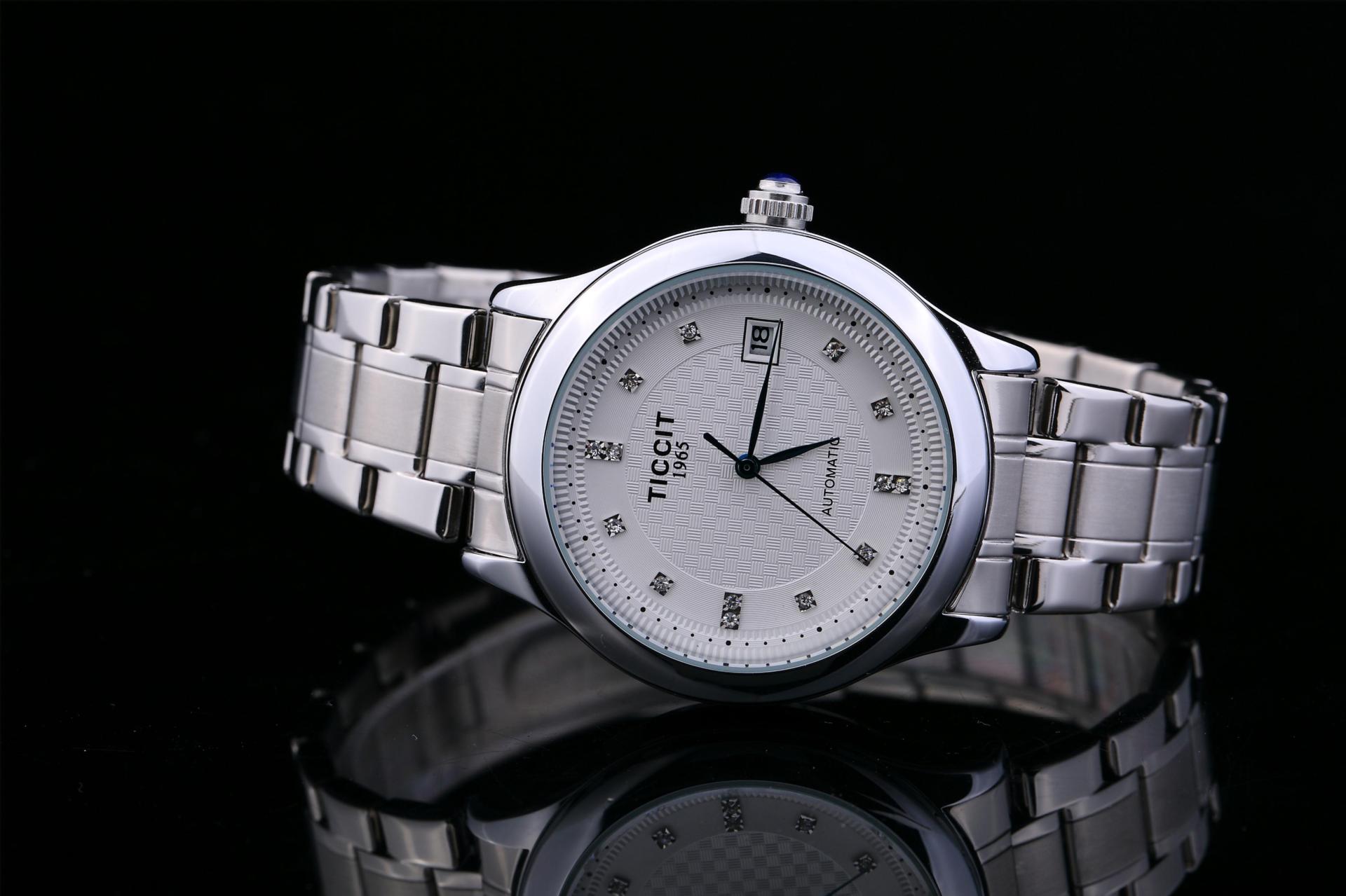 【正品天力时 背透机械表男士手表批发 三针机