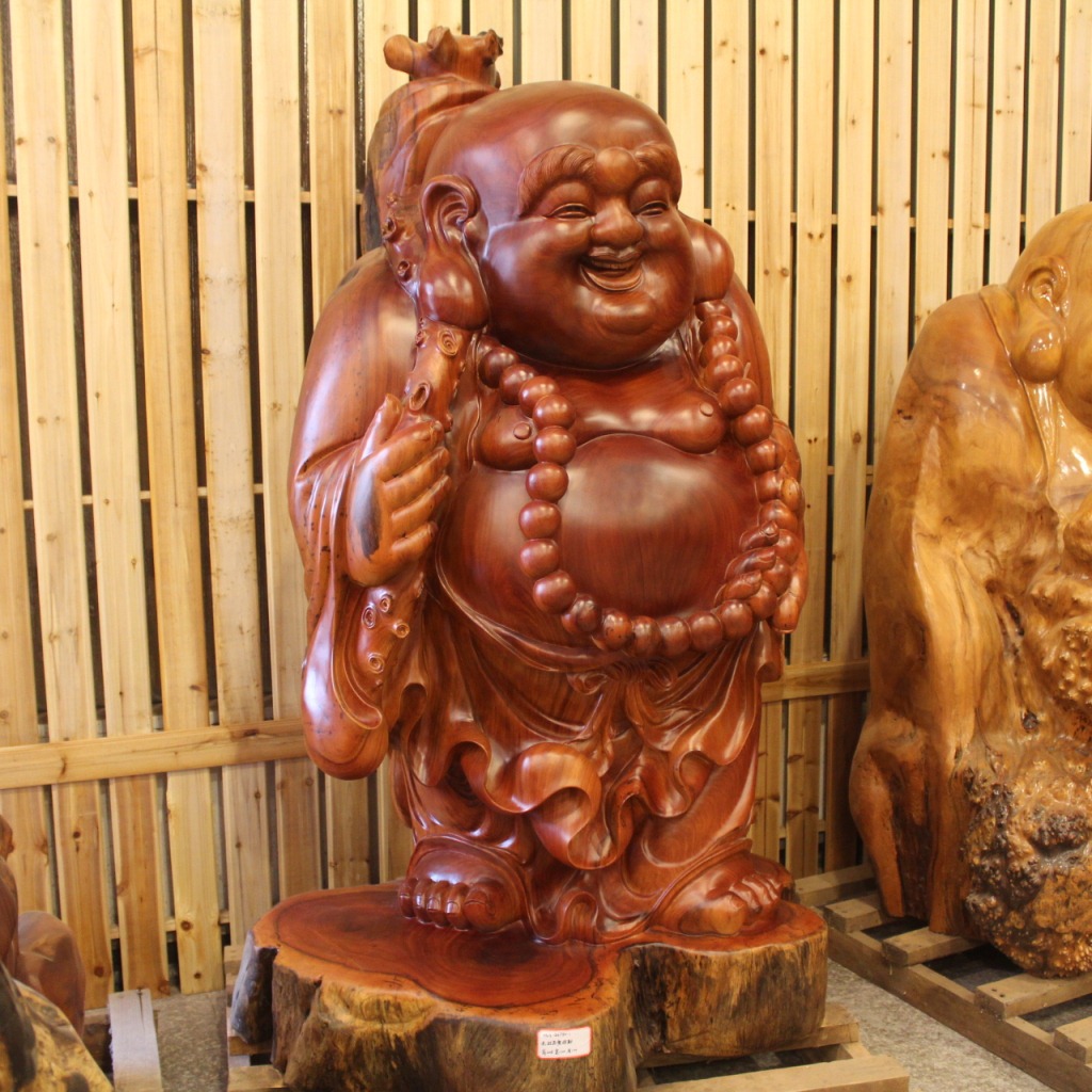 【红木根雕 老挝花梨 红木木雕摆件弥勒佛 木雕