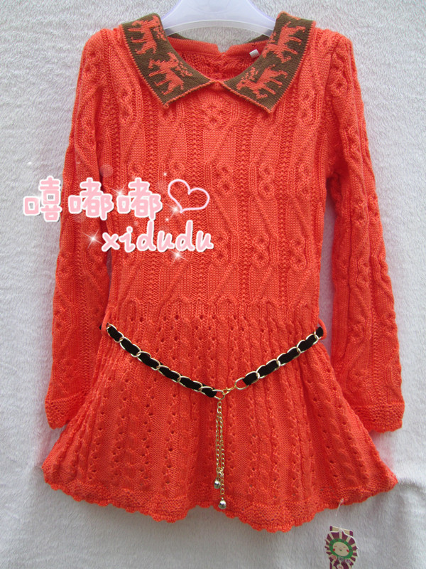 【秋<em>冬季</em>新款 韩版长款<em>女童</em>裙装<em>毛衣</em> 批发儿童