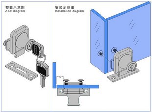 小博士牌408玻璃锁 单面玻璃锁 家具橱柜锁 展示柜锁 无需打孔