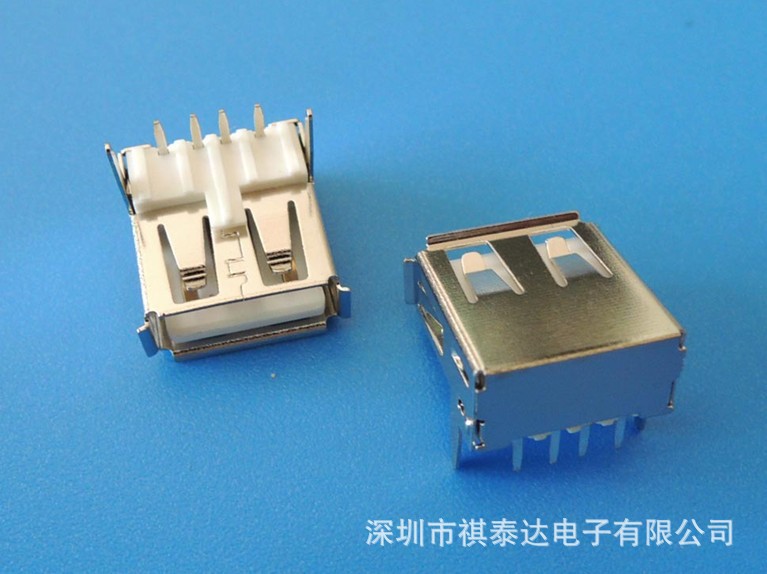 USB AF DIP直脚加盖有卷边连接器QTD-USB-AF