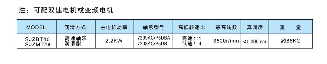 BT40手动高低变速动力头参数