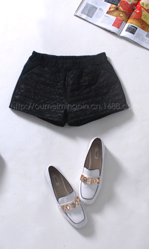 【2013秋冬新款韩版女装显瘦<em>雷丝</em>花边<em>短裤</em>靴