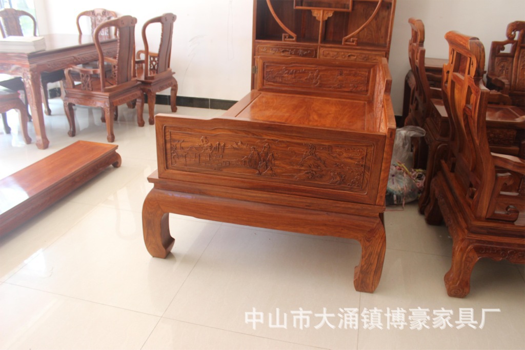 中山市红木家具厂厂价值销刺猬紫檀罗汉床图片