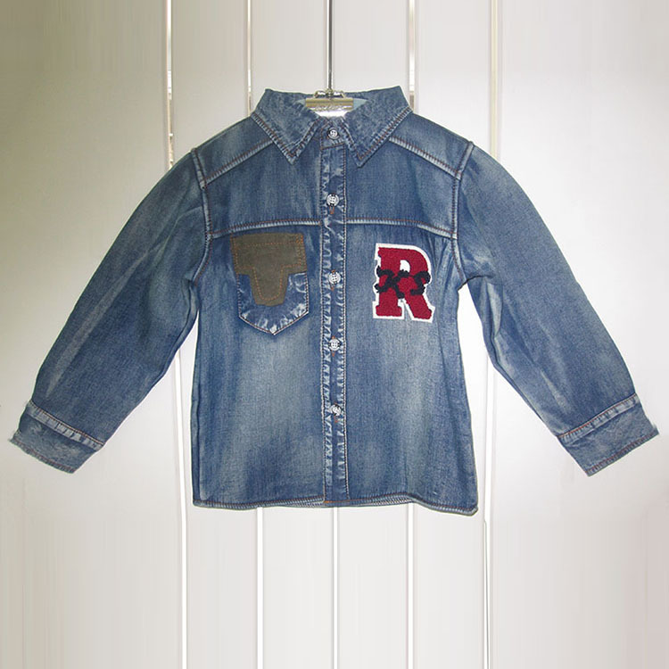 【小酷车】 秋冬新款<em>男童</em>长袖<em>加</em>绒牛仔洗水衬