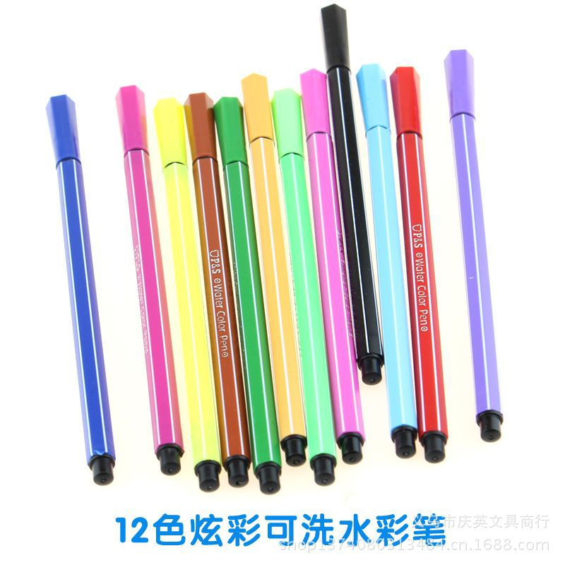 【阿里批发】 厂家优质供应桶装12色 水性彩笔