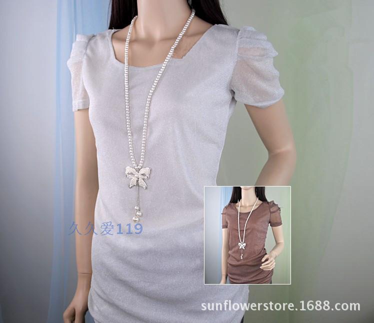 韩国时尚流苏蝴蝶结珍珠<em>长款</em>项链<em>毛衣</em>链挂饰挂