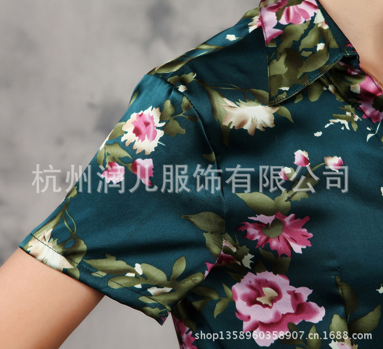 【中<em>老年女夏装</em>真丝<em>短袖</em>上衣 高档桑蚕丝大码