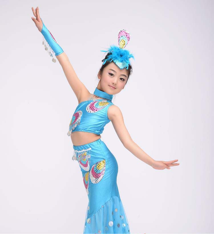 013新款儿童舞台演出服饰孔雀舞傣族舞蹈服女
