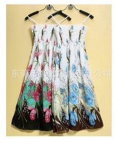 时尚波西米亚吊带大花裙