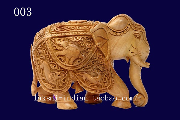 印度原装进口木雕摆件 木雕象 浮雕大象 精美工