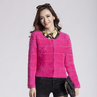 秋冬新品女式圆领长毛<em>貂绒开衫外套2013款</em>韩