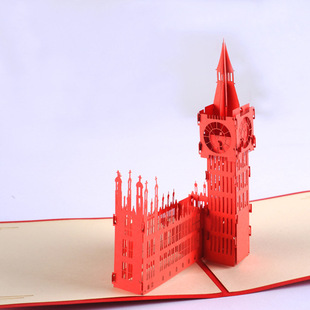 qubiclife立方生活 3d立体建筑英国大本钟手工贺卡 出口外单