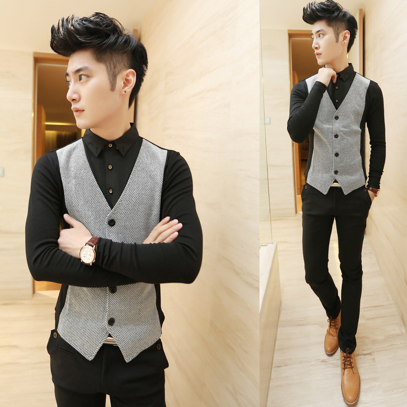 春秋新款 男士长袖<em>衬衫</em>批发 <em>格子衬衫</em>假二件马