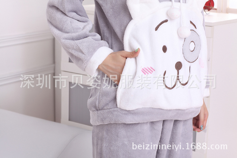 【一件代发 秋<em>冬季</em>女士加厚<em>珊瑚绒睡衣</em>卡通款