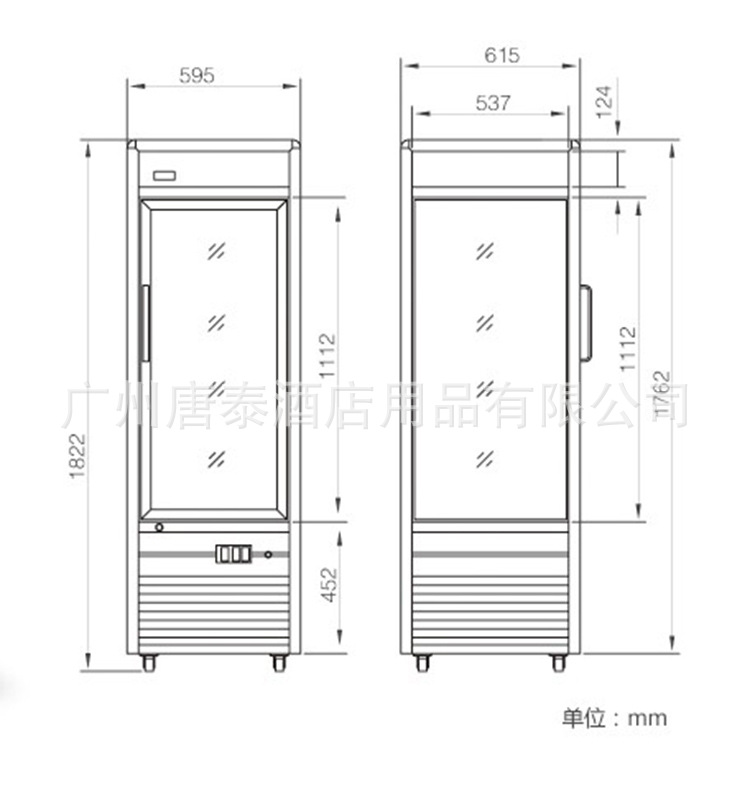 康泰酒店用品采购基地,厂家生产fg308l1-a2立式单门四面冷柜