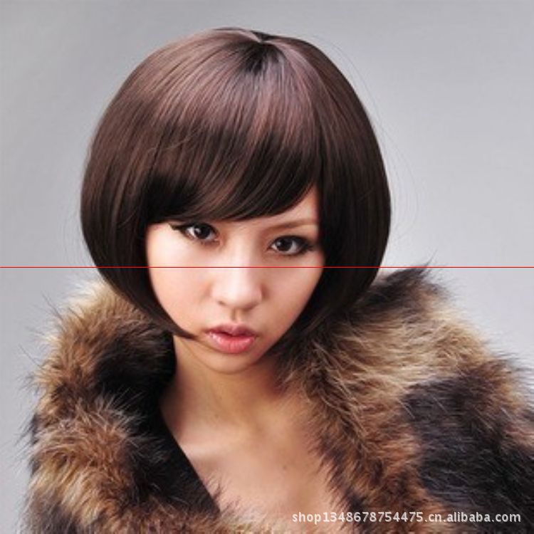 批发采购假发-中分假发女短发中分刘海BOBO