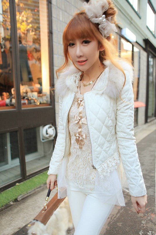 【M40A2 2013冬装新款 韩版网纱蕾丝拼接修身