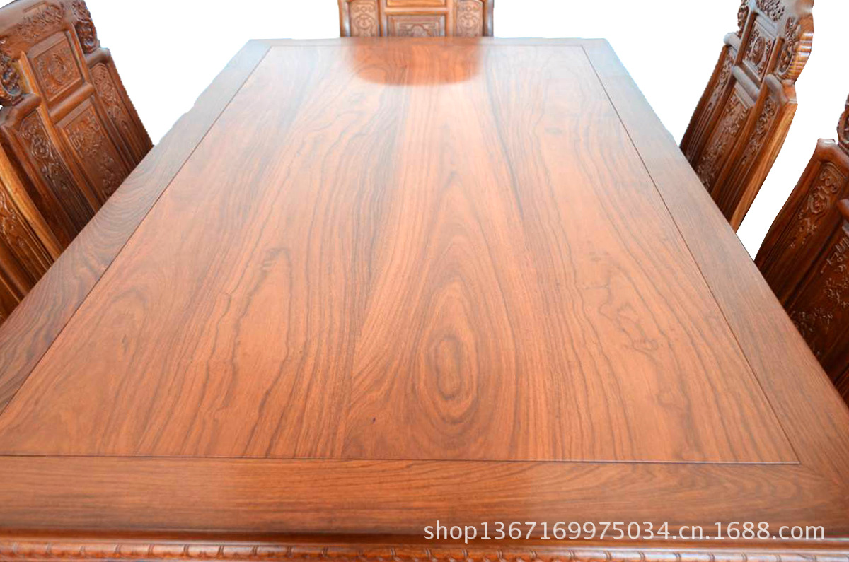 餐桌 茶桌 缅甸花梨 实木家具7件套 大果紫檀图