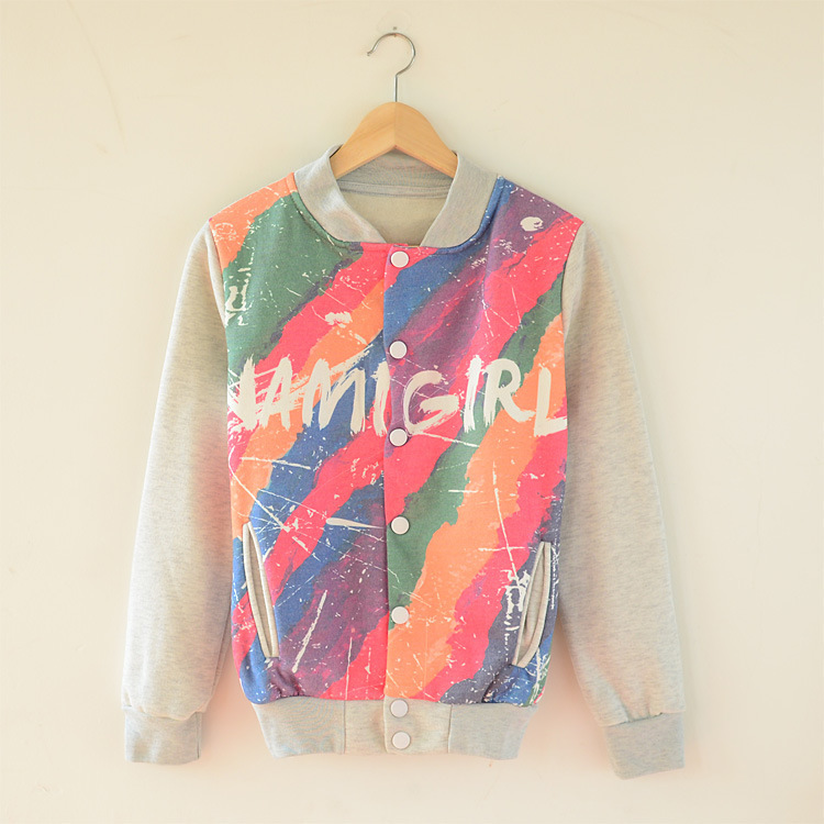 新款外贸原单<em>女士棒球服</em>长袖外套内加绒复古撞