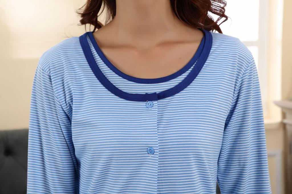 【春女士<em>条纹三件套长袖睡衣</em>女韩国家居服新款