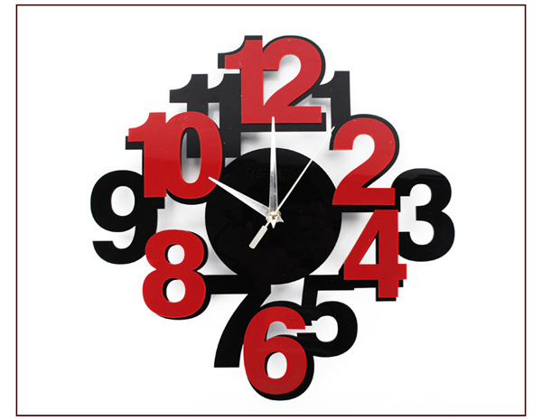 双层数字亚克力艺术挂钟 时尚创意钟表家居壁钟 个性时钟静音