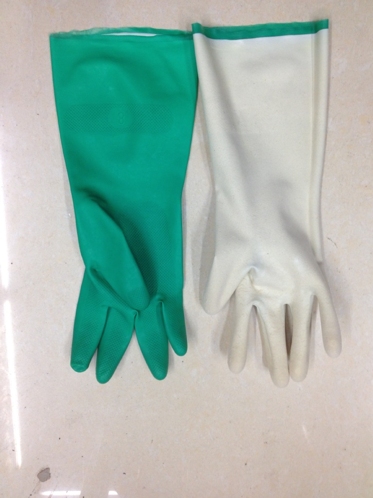 【绿色植绒丁晴乳胶手套 耐酸耐碱耐磨】价格