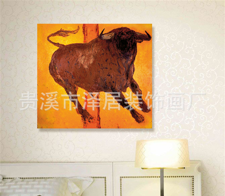 【泽居装饰画厂家批发供应:纯手绘公牛刀刮装