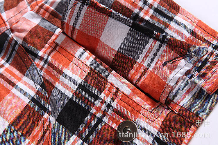 【外贸尾单尾货男装<em>男式</em>韩版抽绳彩色<em>格子</em>棉麻