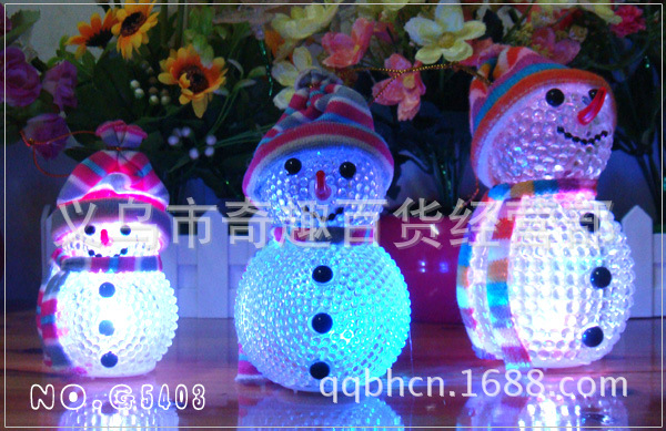 新奇特產品夢幻閃光變色小雪人/電子發光新年聖誕節禮