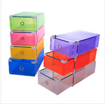 悅達 加厚金屬包邊 抽屜式 收納盒 透明 彩色收納鞋盒  工廠直銷