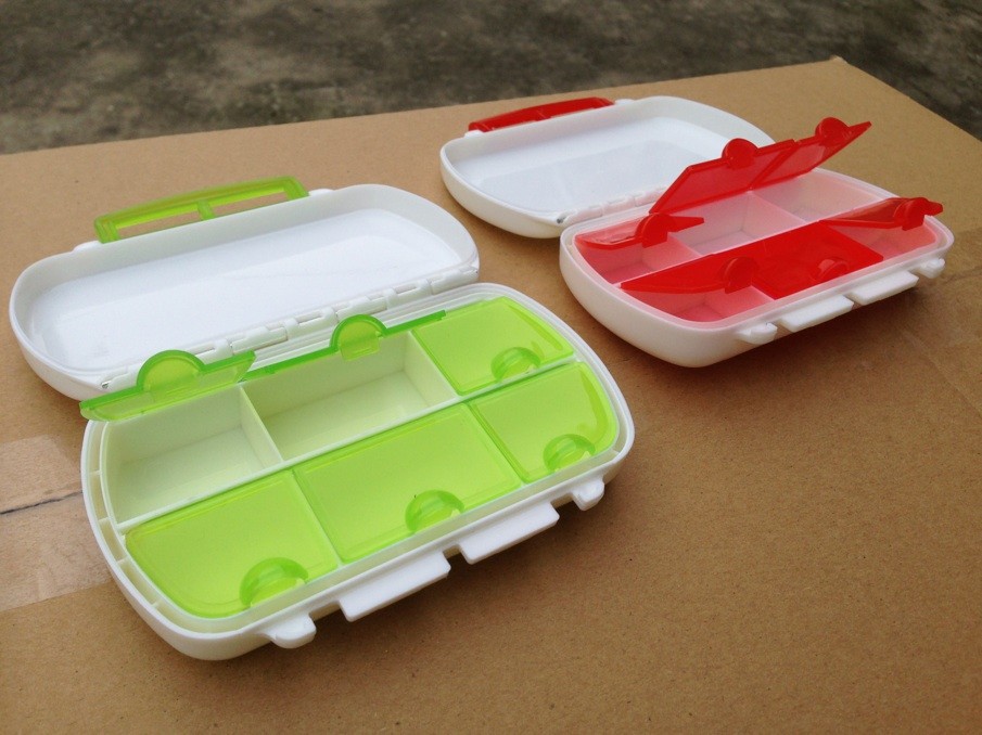 【药盒便携一周密封6格药盒塑料装药盒带密封